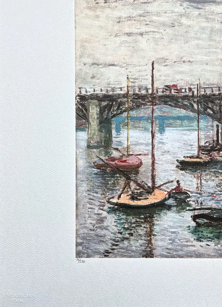 Claude Monet - Bridge at Argenteuil on a Gray Day 76/250 - limitovaná edice s certifikátem, 70x50cm