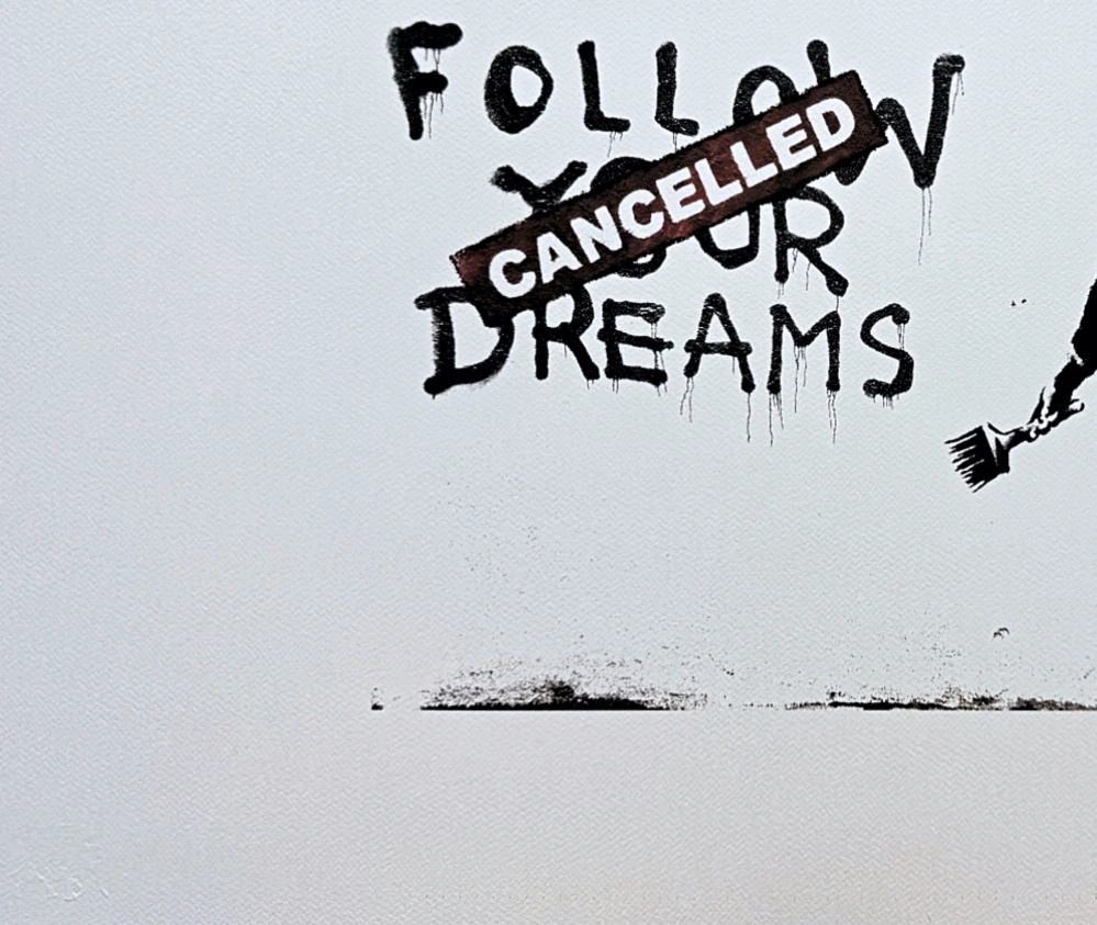 Banksy - Follow your dreams 111/150 - číslovaná edice s certifikátem, 70x50cm