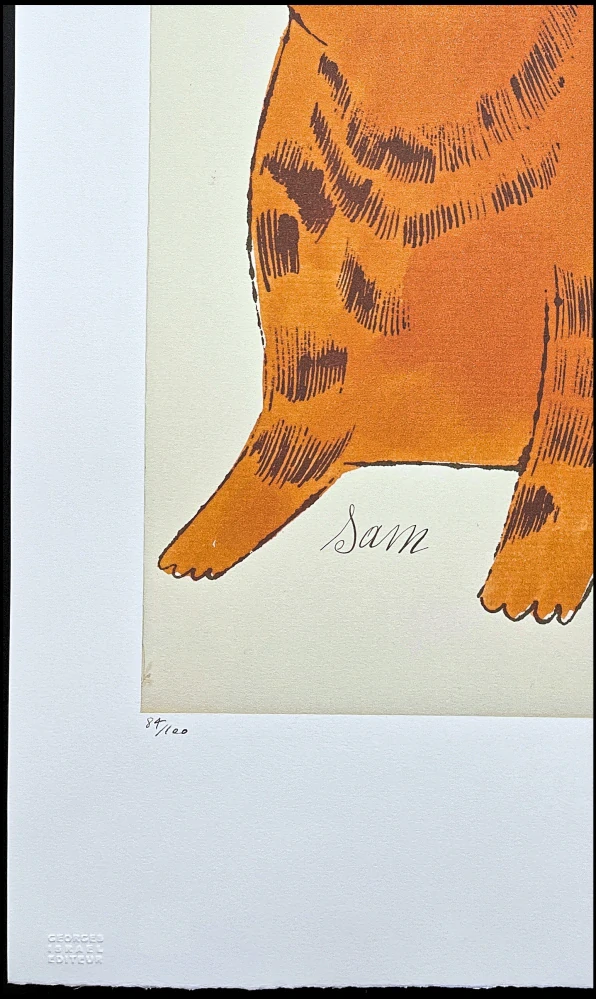 Andy Warhol - Cat Sam oranžový sedící x/100 - edice Leo Castelli s certifikátem