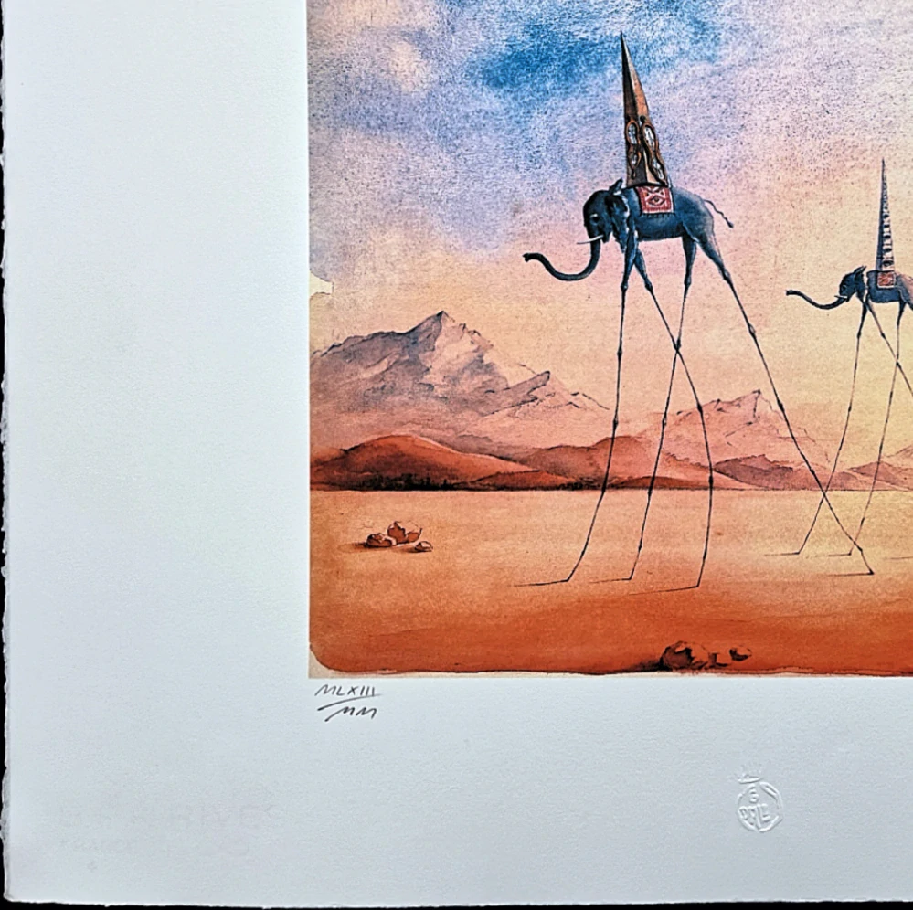 Salvador Dalí - Three Elephants - signováno, limitovaná edice, 50x66cm