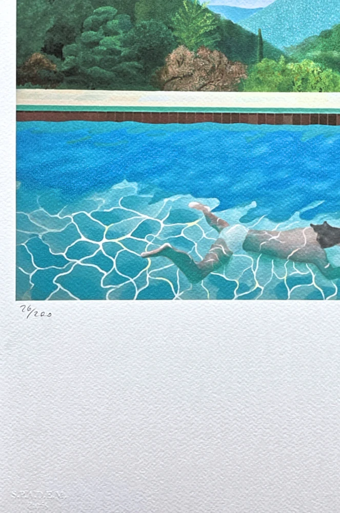 David Hockney - Portrait of an Artist (Pool with Two Figures) 26/200 - limitovaná edice, s certifikátem, 35x50 cm