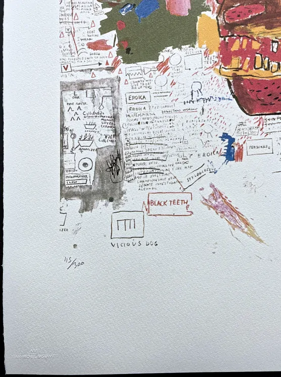 Jean-Michel Basquiat - Abstraction with head 115/300 - limitovaná edice, signováno, 50x70cm