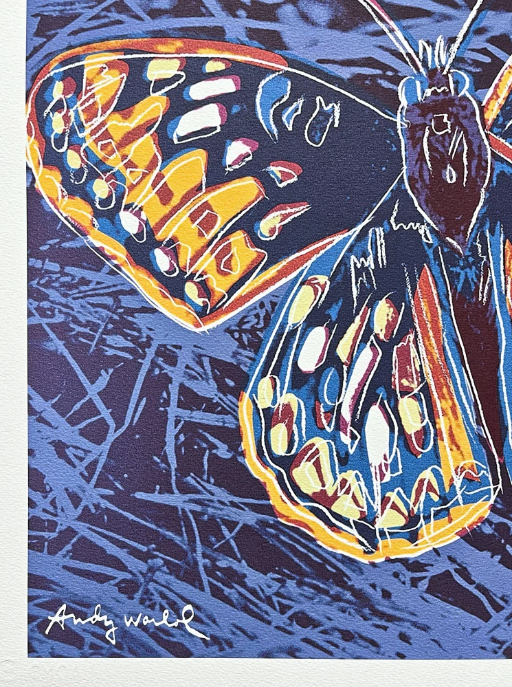 Andy Warhol - Butterfly modrý 75/500 - signováno, 50x50cm, limitovaná edice CMOA s certifikátem