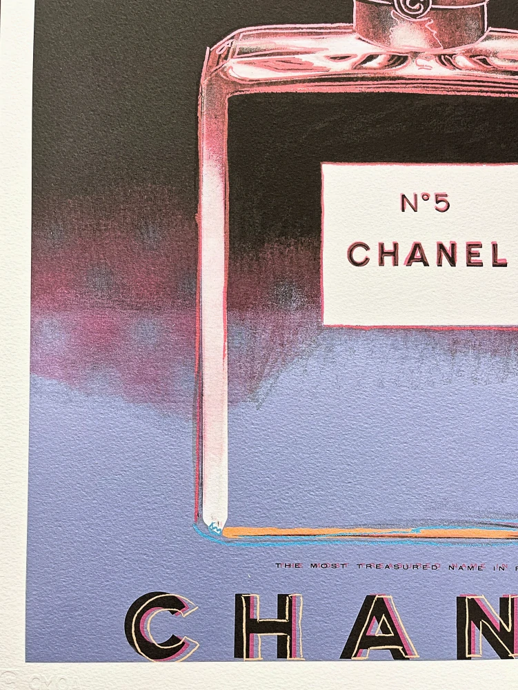 Andy Warhol - Chanel růžovo-modrý 100/500 - signováno, 50x50cm, limitovaná edice CMOA s certifikátem