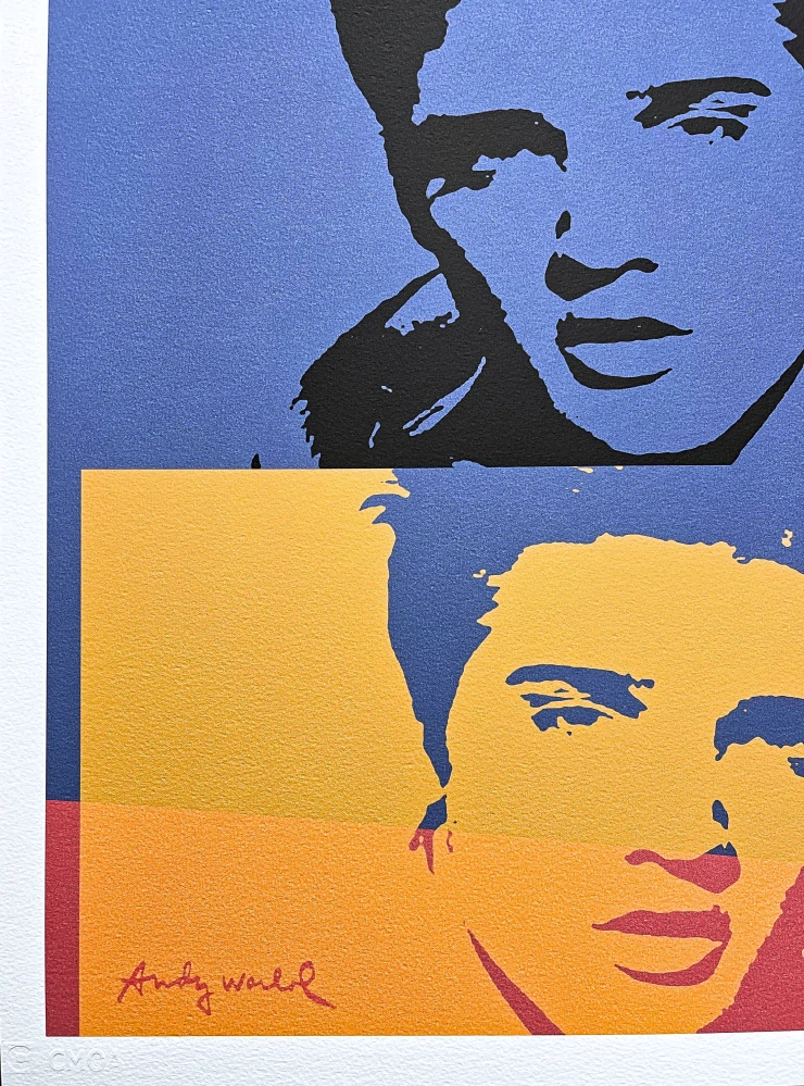 Andy Warhol - Elvis Presley modro-žlutý x/500 - signováno, 50x50cm, limitovaná edice CMOA s certifikátem