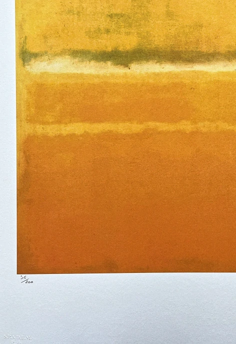 Mark Rothko - Yellow and orange with green stripe x/200 - signováno, s certifikátem, 50x65 cm