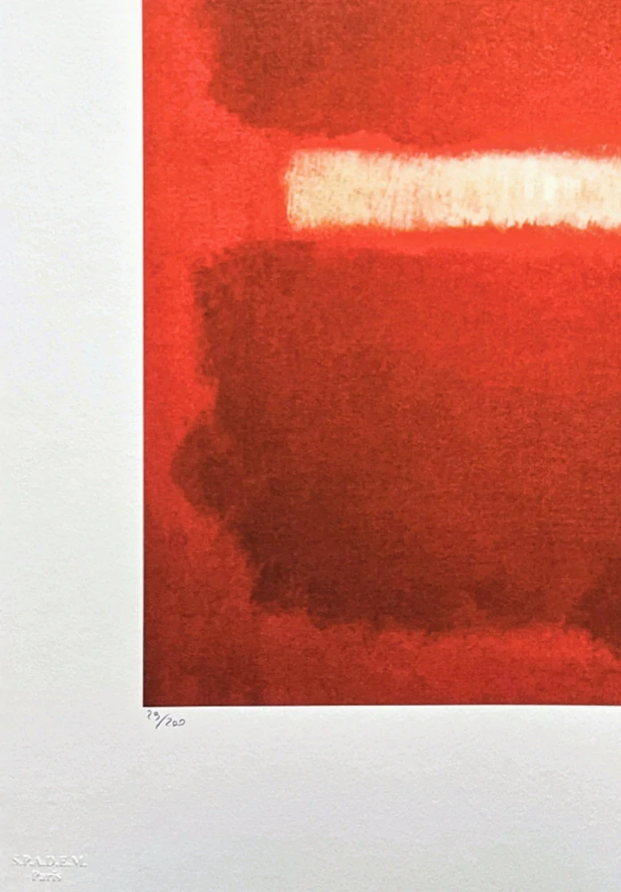 Mark Rothko - White center on red 29/200 - signováno, s certifikátem, 50x65 cm