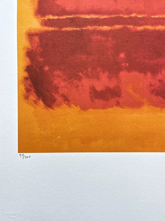 Mark Rothko - Red stripes on yellow x/200 - signováno, s certifikátem, 50x65 cm