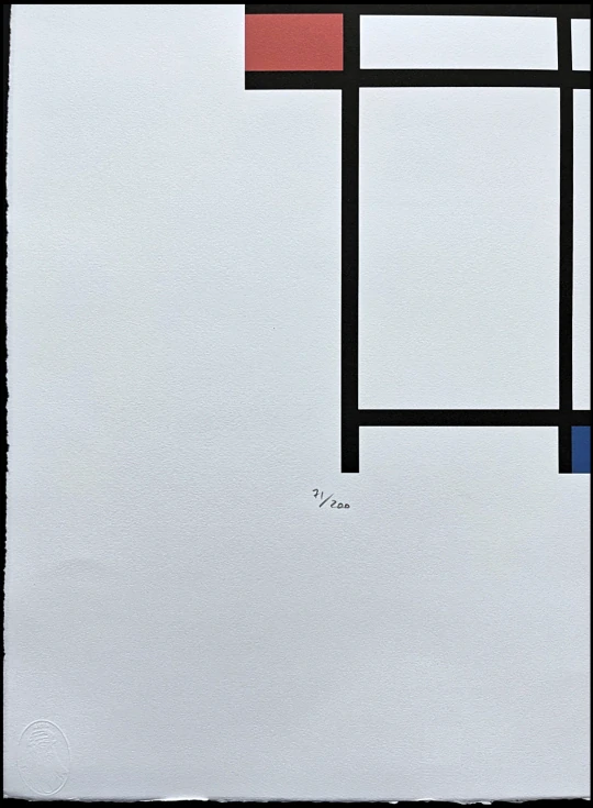 Piet Mondrian - Composition with red, blue and white 71/200 - signováno, limitovaná edice, 50x66cm