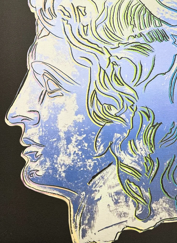 Andy Warhol - Alexander the Great modrý s béžovým pruhem 330/2400 - 60x60, limitovaná edice CMOA s certifikátem
