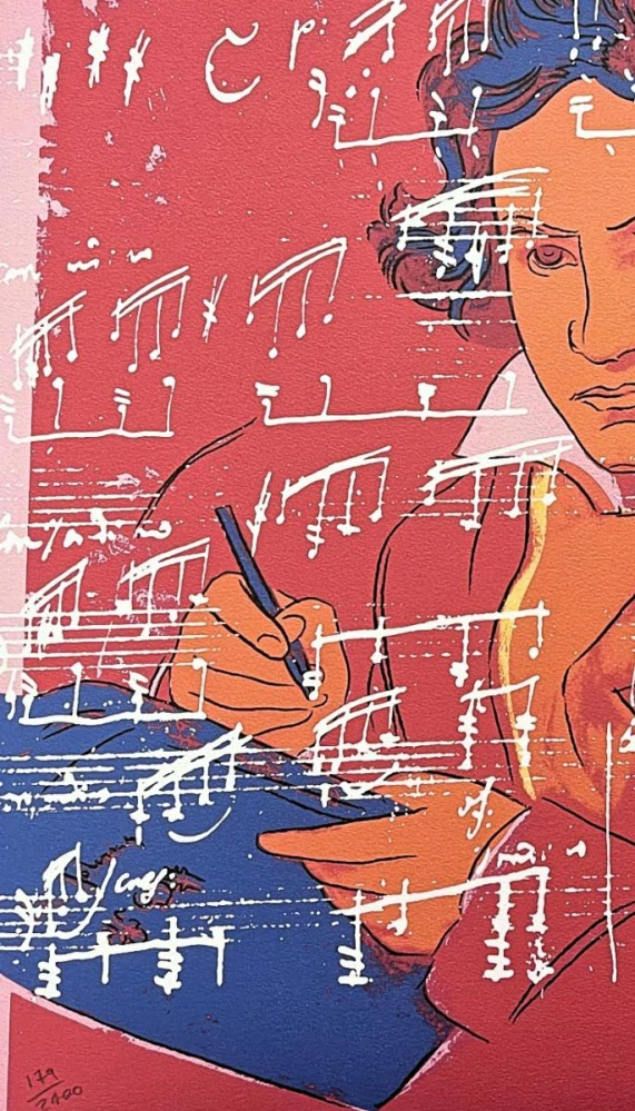 Andy Warhol - Beethoven červený 179/2400 - 60x60, limitovaná edice CMOA s certifikátem