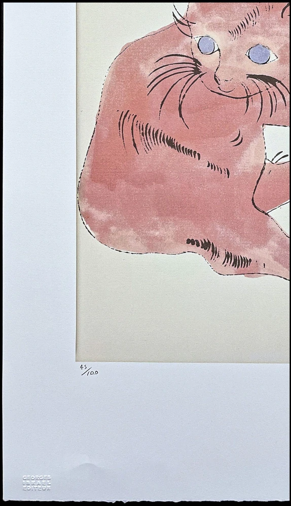 Andy Warhol - Cat Sam hnědo-červený x/100 - edice Leo Castelli s certifikátem