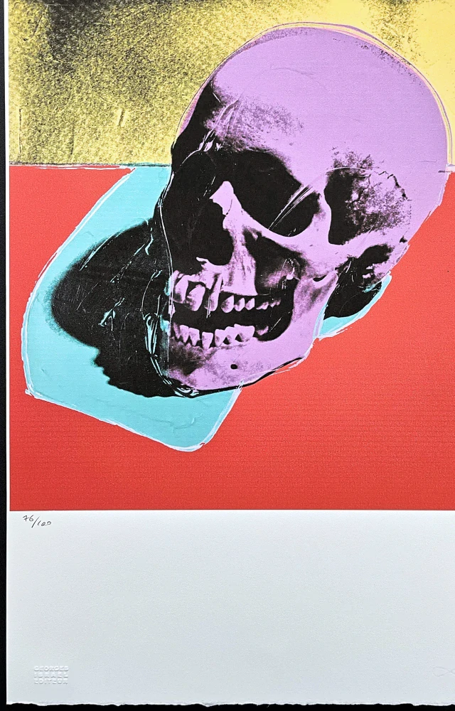 Andy Warhol - Skull na červeném pozadí 76/100 - edice Leo Castelli s certifikátem