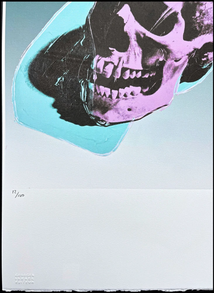 Andy Warhol - Skull na modrém pozadí 12/100 - edice Leo Castelli s certifikátem