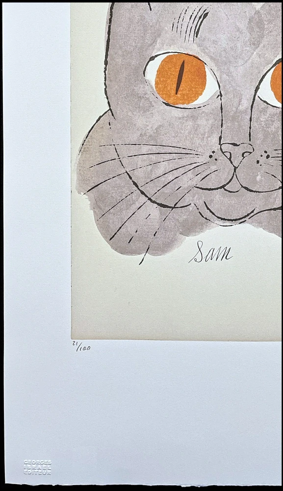 Andy Warhol - Cat Sam hlava šedý x/100 - edice Leo Castelli s certifikátem