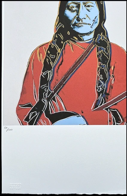 Andy Warhol - Sitting Bull červený x/100 - edice Leo Castelli s certifikátem