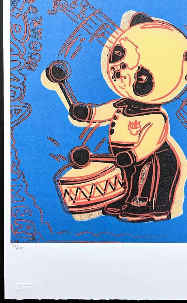 Andy Warhol - Panda Drummer modrý 36/100 - edice Leo Castelli s certifikátem