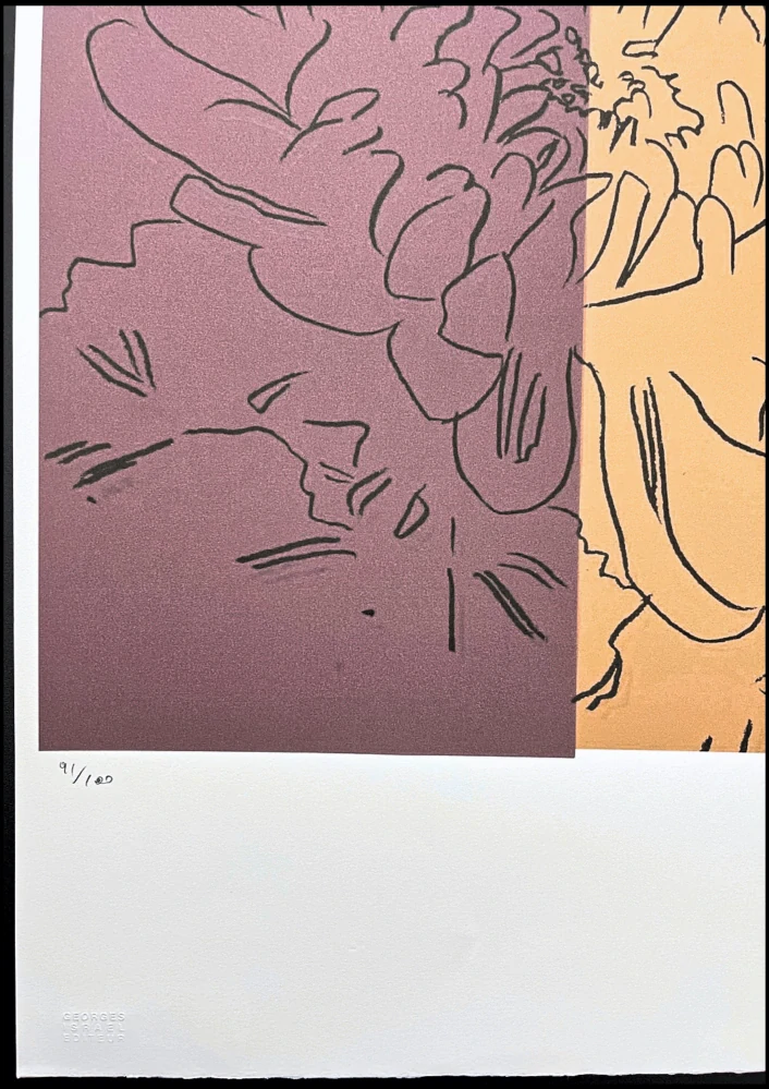 Andy Warhol - Chrysanthemum fialovo-béžová 91/100 - edice Leo Castelli s certifikátem