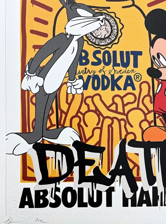 Death NYC - Mickey Mouse, rabbit a vodka - limitovaná edice s certifikátem, 32x45cm