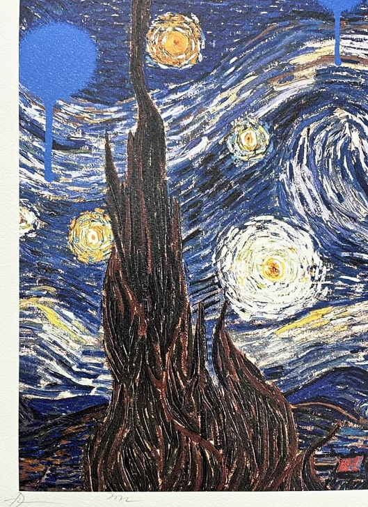 Death NYC - Snoopy a van Gogh night - limitovaná edice s certifikátem, 45x32cm