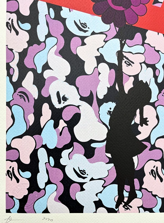 Death NYC - Girl with Murakami balloon modrý - limitovaná edice s certifikátem, 32x45cm