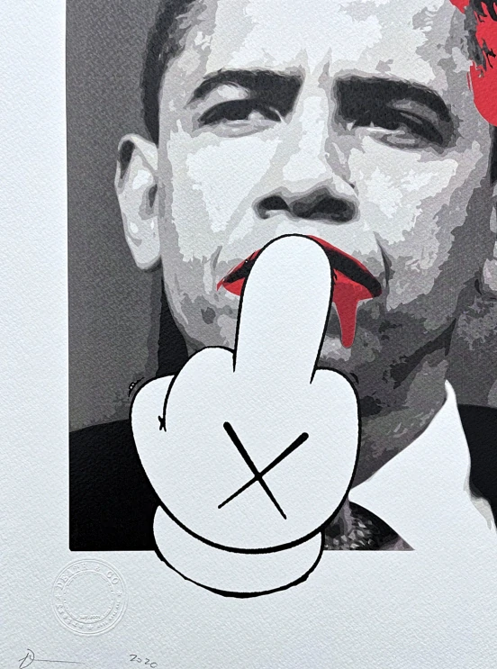 Death NYC - Barack Obama with red ribbon - limitovaná edice s certifikátem, 32x45cm