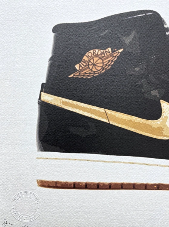 Death NYC - Black a gold nike - limitovaná edice s certifikátem, 45x32cm