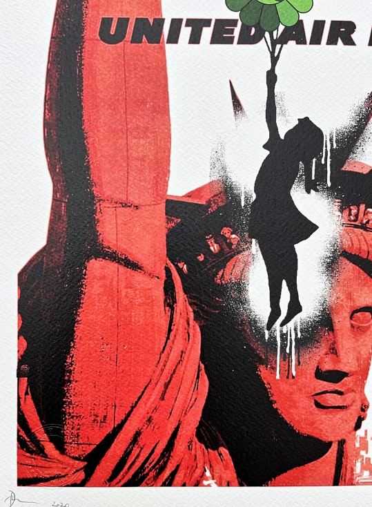 Death NYC - Statue of Liberty a girl with balloon - limitovaná edice s certifikátem, 32x45cm