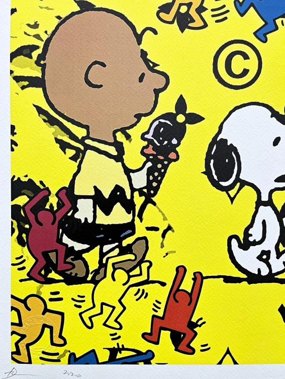 Death NYC - Charlie Brown, Snoopy a ice cream - limitovaná edice s certifikátem, 32x45cm
