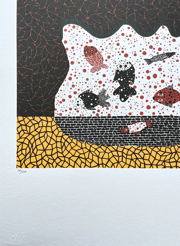Yayoi Kusama - Goldfish Bowl 14/500 - signováno, číslovaná edice, 50x65 cm