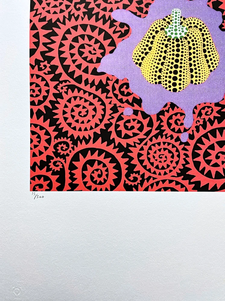 Yayoi Kusama - Pumpkin with red flowers x/500 - signováno, číslovaná edice, 50x65 cm