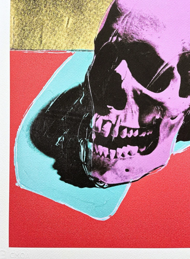 Andy Warhol - Skull na červeném pozadí x/500 - signováno, 50x50cm, limitovaná edice CMOA s certifikátem