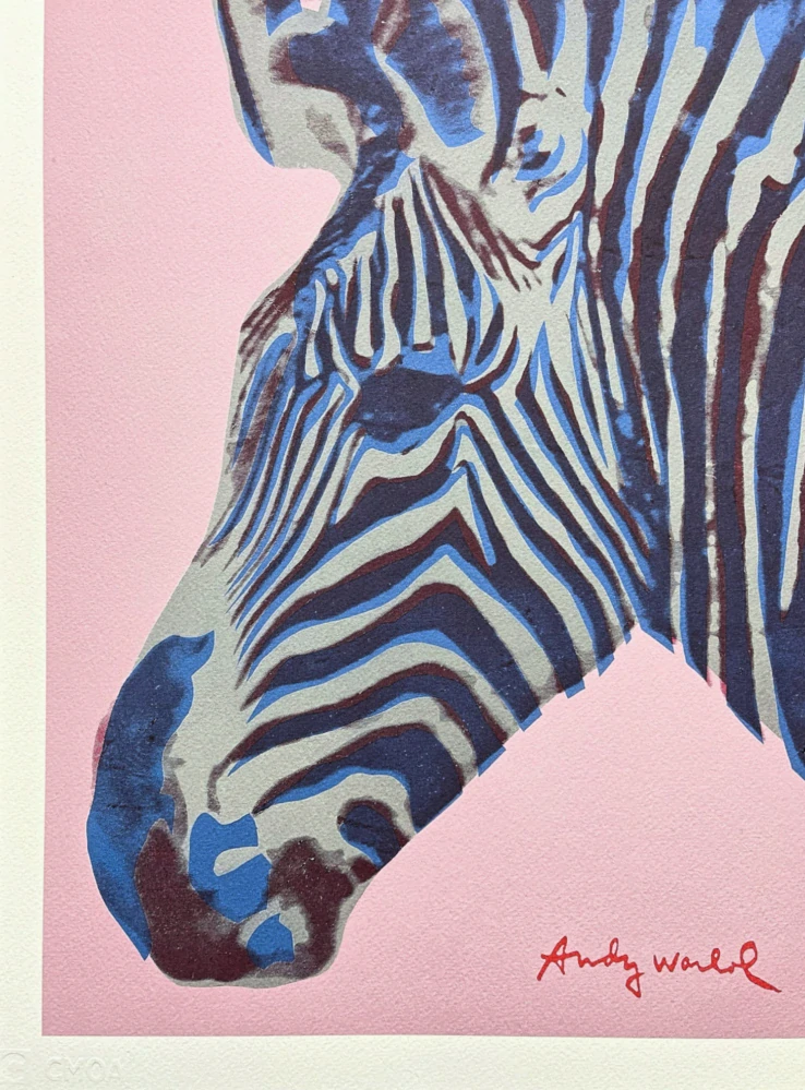 Andy Warhol - Grevys Zebra růžová 317/500 - signováno, 50x50cm, limitovaná edice CMOA s certifikátem