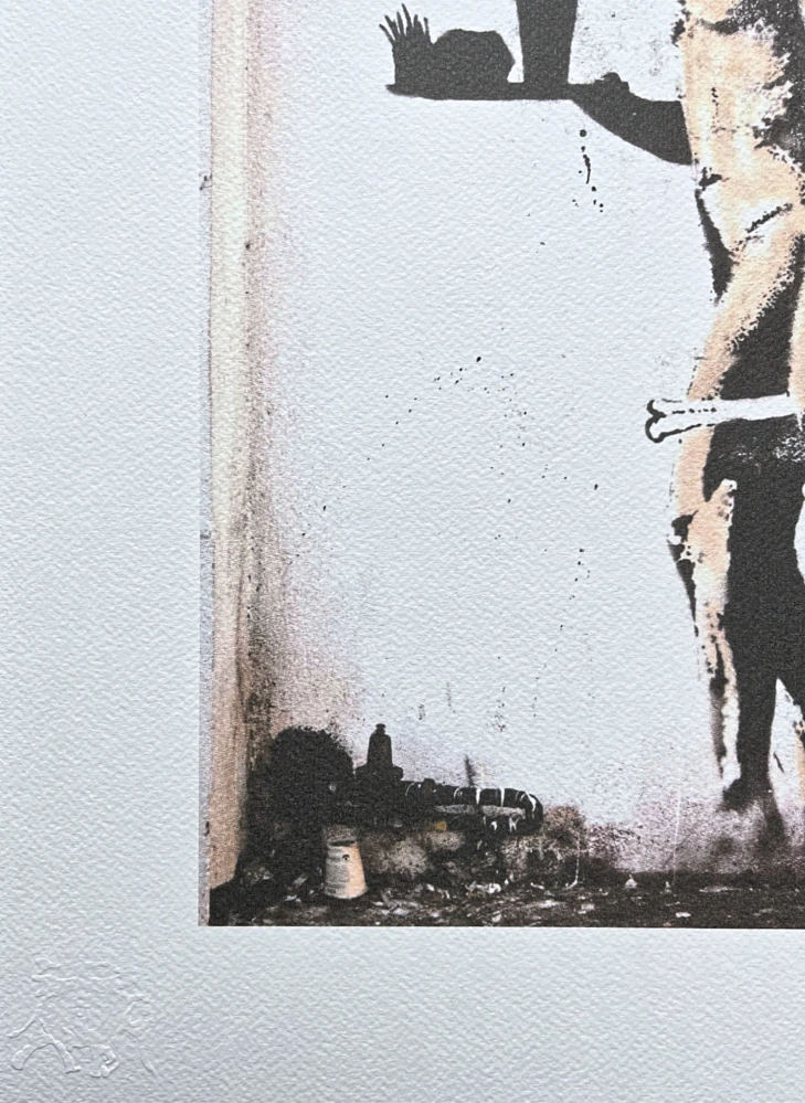 Banksy - The Caveman 86/150 - číslovaná edice s certifikátem, razítko, 35x50cm