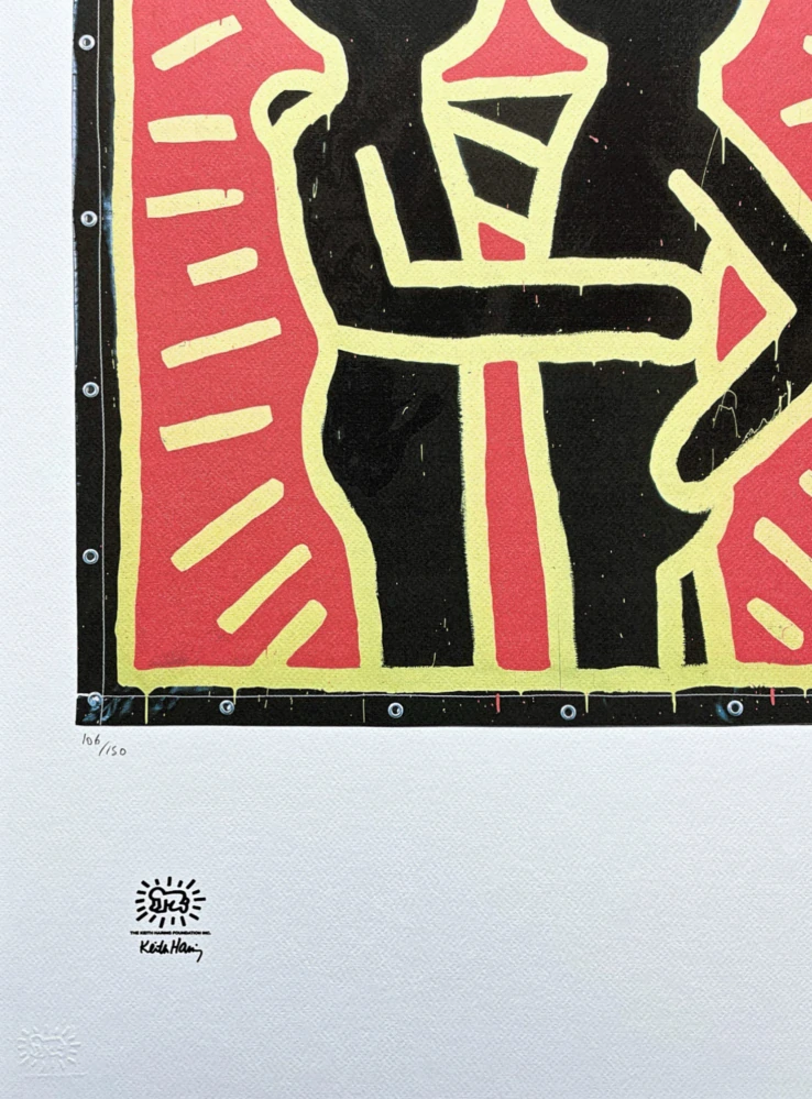Keith Haring - Buddies in red and black 106/150 - signováno, limitovaná edice s certifikátem, 50x70 cm