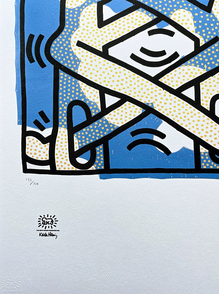 Keith Haring - Art attack on aids 135/150 - signováno, limitovaná edice s certifikátem, 50x70 cm