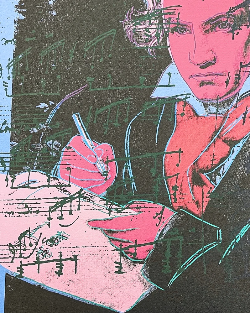 Andy Warhol - Beethoven růžovo-černý 207/2400 - 60x60cm, limitovaná edice CMOA s certifikátem