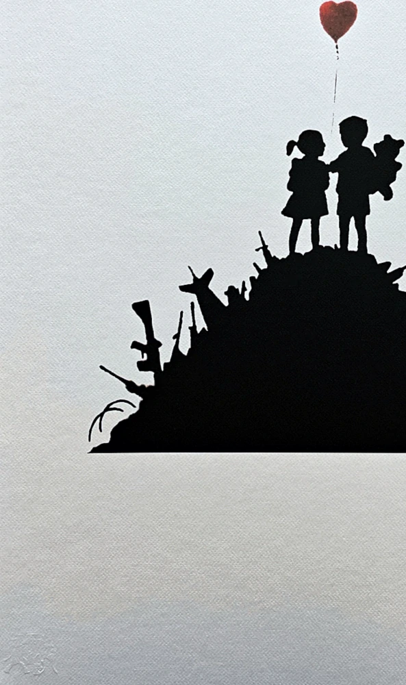 Banksy - Kids on Guns 42/150 cihlová - číslovaná edice s certifikátem, 50x70cm