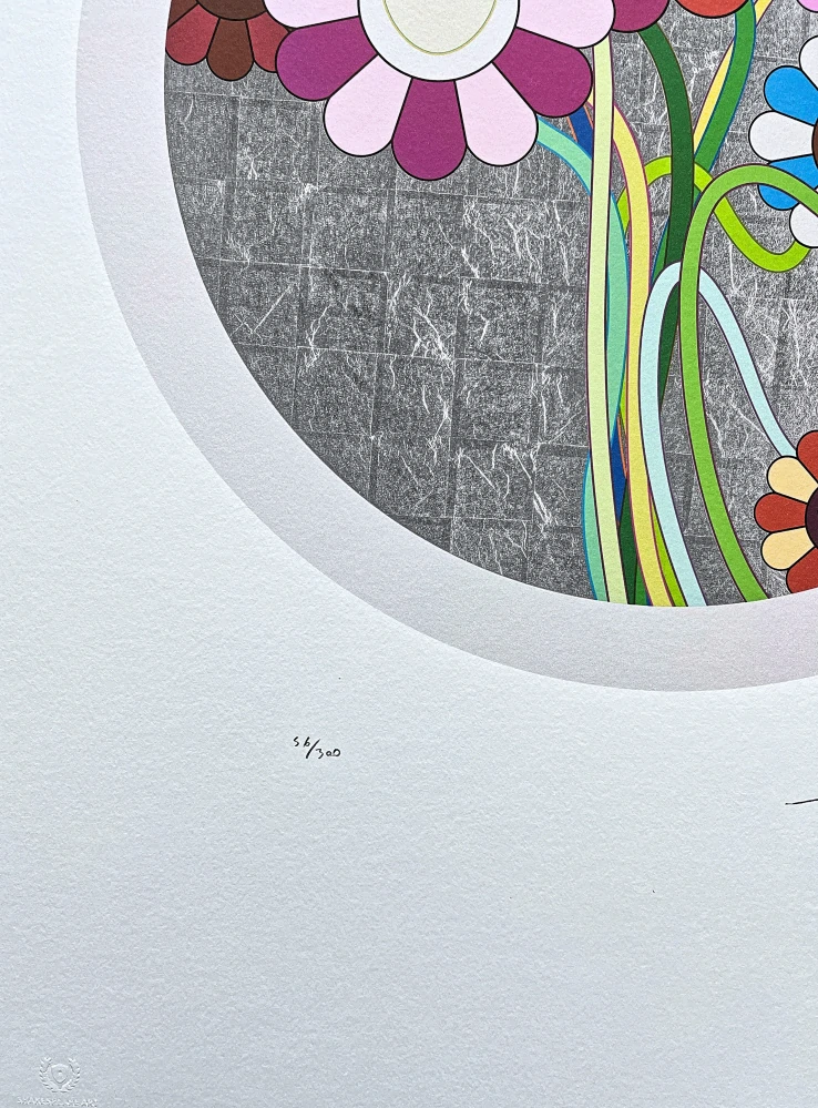 Takashi Murakami - Purple flowerball 56/300- signováno, číslovaná edice, 50x65 cm