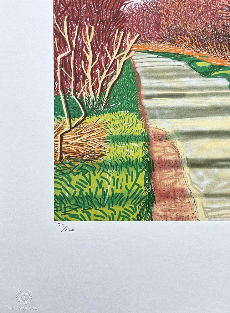 David Hockney - The Yosemite suit with bushes 73/500 - limitovaná edice s certifikátem, 35x50 cm