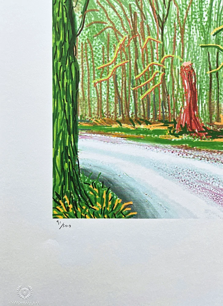 David Hockney - The Arrival of Spring in Woldgate 23th April x/500 - limitovaná edice s certifikátem, 35x50 cm