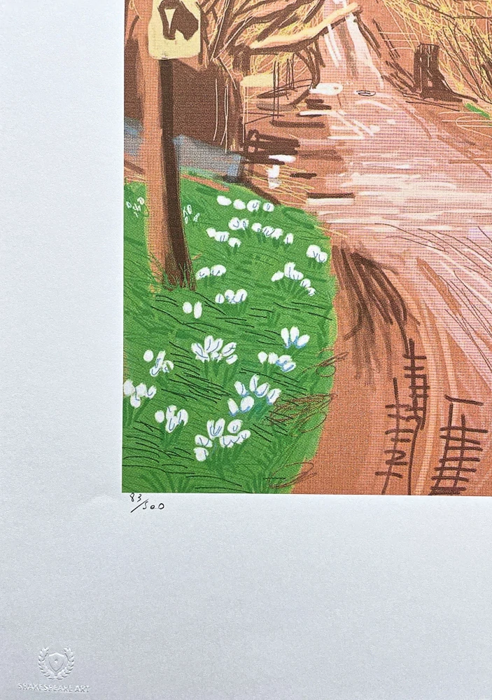 David Hockney - The Arrival of Spring in Woldgate - Road with Cars 83/500 - limitovaná edice s certifikátem, 35x50 cm