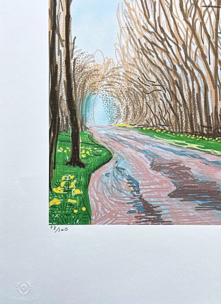 David Hockney - The Arrival of Spring in Woldgate 1st April 78/500 - limitovaná edice s certifikátem, 35x50 cm