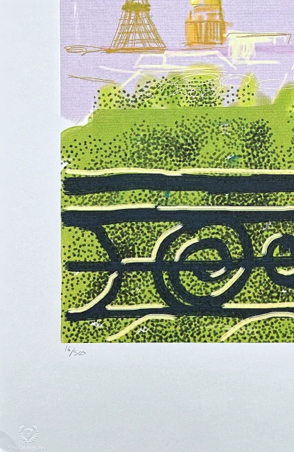 David Hockney - View on the Eiffel Tower 16/500 - limitovaná edice s certifikátem, 35x50 cm