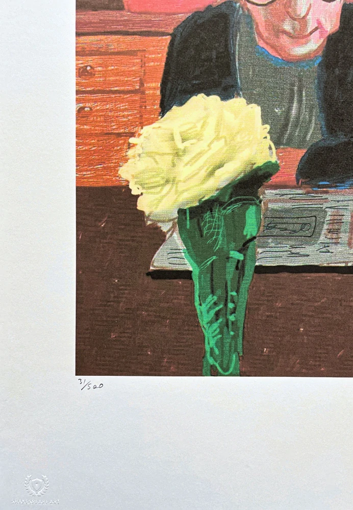 David Hockney - A Man reads a Newspaper 31/500 - limitovaná edice s certifikátem, 35x50 cm
