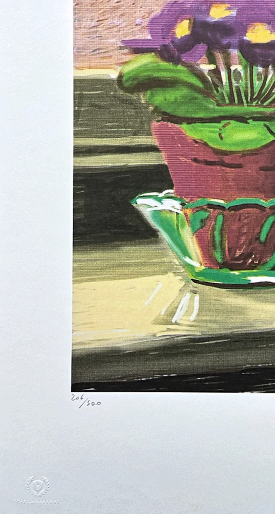 David Hockney - Purple Primrose 206/500 - limitovaná edice s certifikátem, 35x50 cm