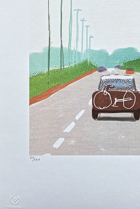 David Hockney - Car on the Road 60/500 - limitovaná edice s certifikátem, 35x50 cm
