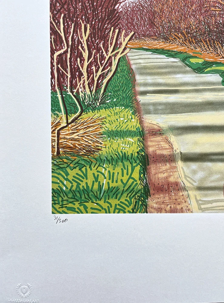 David Hockney - The Arrival of Spring in Woldgate 21th March - Road 31/500 - limitovaná edice s certifikátem, 35x50 cm
