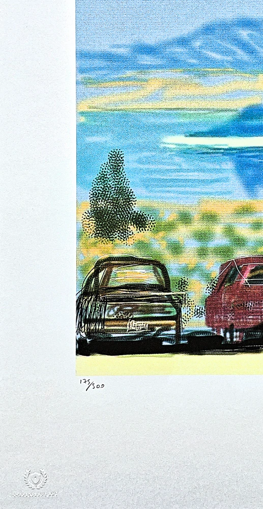 David Hockney - The Yosemite suite - Three Cars 175/500 - limitovaná edice s certifikátem, 35x50 cm