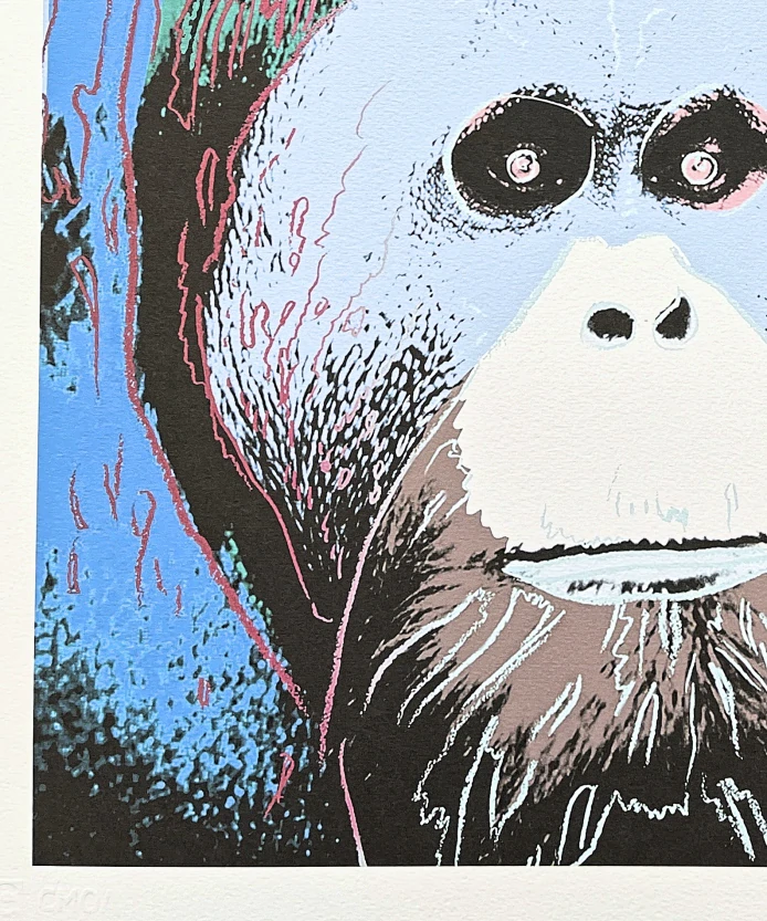Andy Warhol - Orangutan zeleno-modrý 34/500 - signováno, 50x50cm, limitovaná edice CMOA s certifikátem